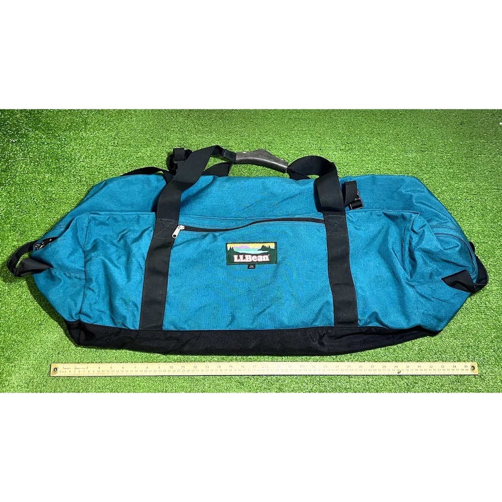 Vintage LL Bean Duffel Bag Aqua XXL Canvas Hidden Backpack Straps convertible
